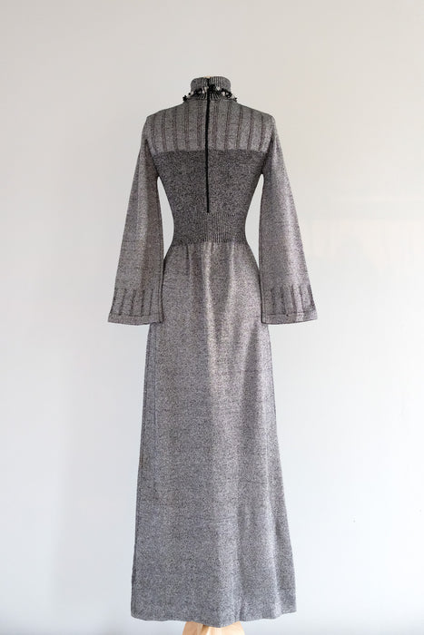 Vintage 1970’s Silver Lurex Knit Dress by Anisette / SM