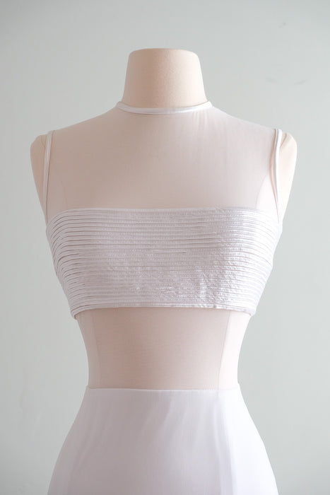 Chic 1990's Tadashi Cut-Out White Body-Con Column Gown / Sz M