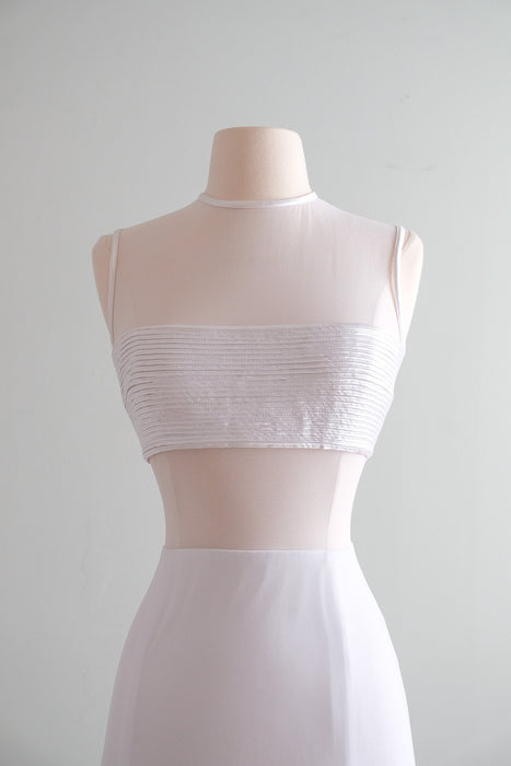 Chic 1990's Tadashi Cut-Out White Body-Con Column Gown / Sz M