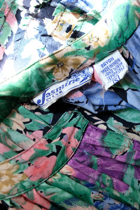 Vintage 1980' Midnight Floral Summer Dress from Jasmine by K.V.M. / SM