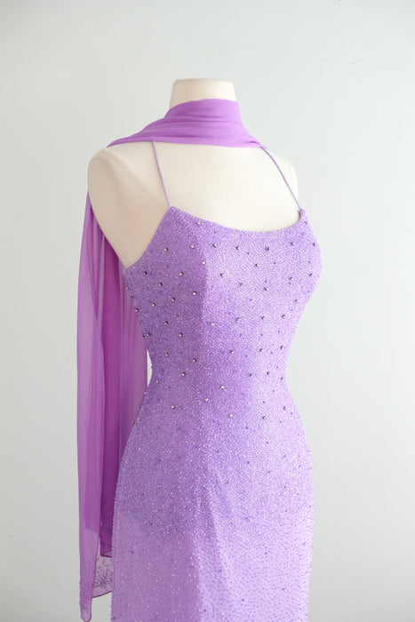 Vintage 1990's Ombre Lavender Haze Beaded Showstopper by Alyce Designs / M