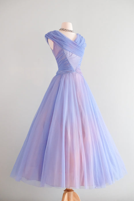 Gorgeous 1950's Hydrangea Haze Evening Gown By Emma Domb / Sz M Xtabay Vintage Gorgeous 1950's Hydrangea Haze Evening Gown By Emma Domb / Sz M Xtabay Vintage