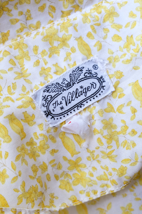 Vintage 1960's Yellow & Ivory Penguin Print Cotton Sundress / S