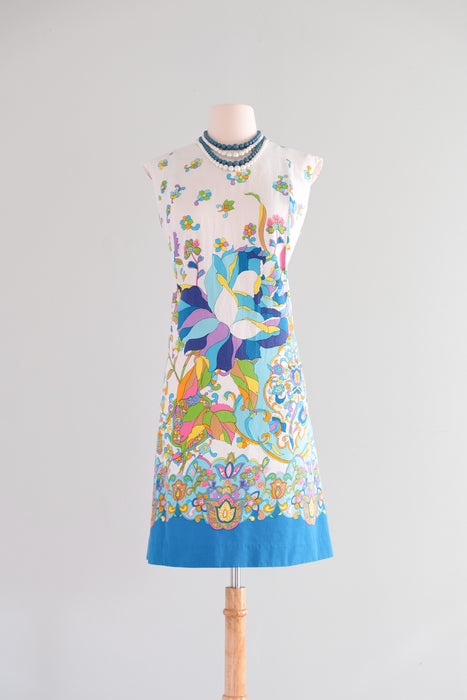 Psychedelic 1960's Flower POWER Mod Day Dress / Sz L