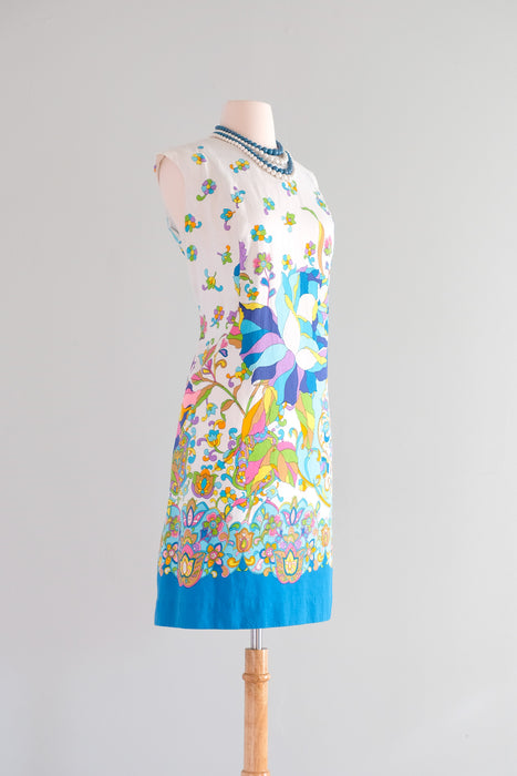 Psychedelic 1960's Flower POWER Mod Day Dress / Sz L