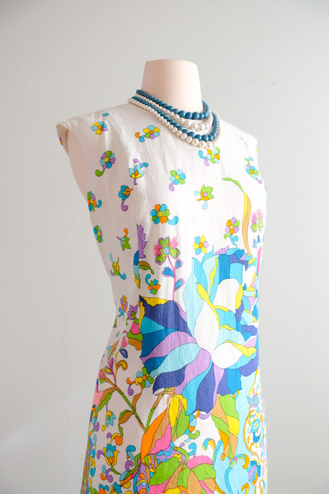 Psychedelic 1960's Flower POWER Mod Day Dress / Sz L