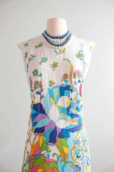 Psychedelic 1960's Flower POWER Mod Day Dress / Sz L