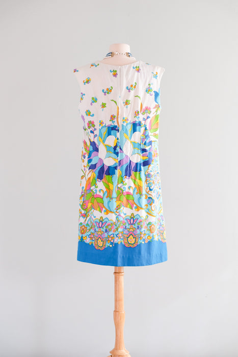 Psychedelic 1960's Flower POWER Mod Day Dress / Sz L