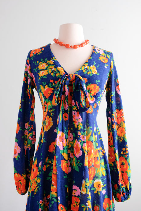 Amazing 1970's Spring Fling Mini Dress / Sz S