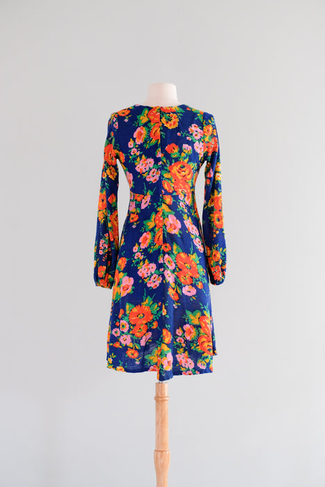 Amazing 1970's Spring Fling Mini Dress / Sz S