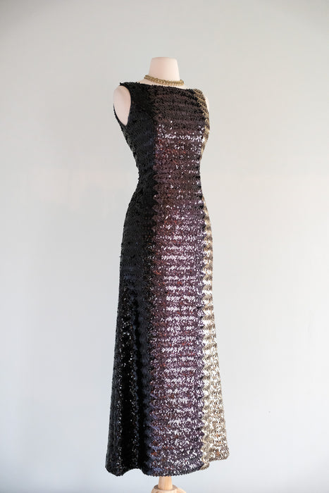 Vintage 1960's Gold Ombre Sequined Evening Gown / SM Xtabay Vintage Vintage 1960's Gold Ombre Sequined Evening Gown / SM Xtabay Vintage