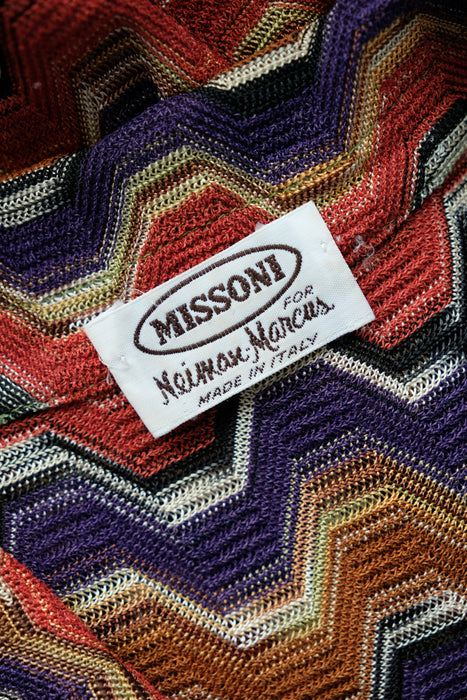 Vintage 1970's Colorful Zig-Zag Knit Missoni Oversized Cardigan / L