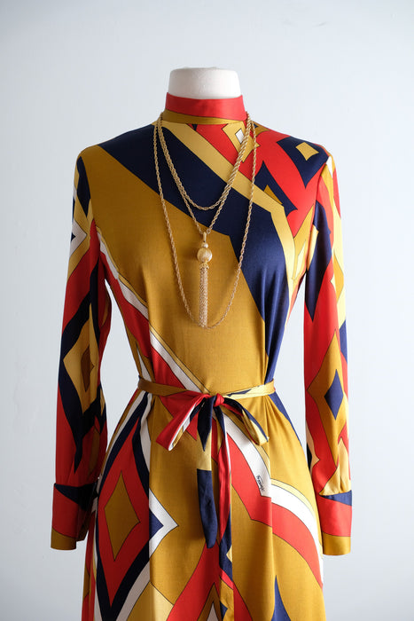 Vintage Early 1970's Pucci Style MOD Diamond Dress by Mister A / M