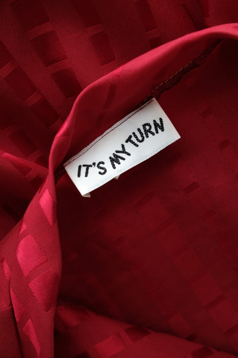 Vintage Late 1970's Crimson Red Pussy Bow Dress by It's My Turn / M