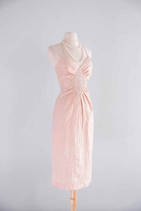 Vintage 1980's Soft Pink Pleated Party Dress by B.B. Collections  / S