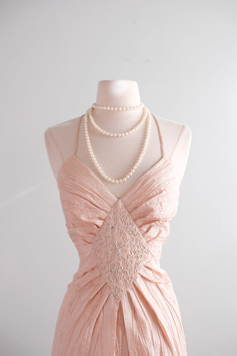 Vintage 1980's Soft Pink Pleated Party Dress by B.B. Collections  / S