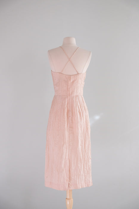 Vintage 1980's Soft Pink Pleated Party Dress by B.B. Collections  / S