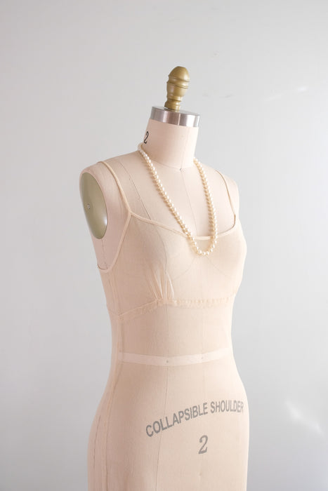 Vintage Y2K Beige Sheer Mesh Slip Style Dress by Dosa  / Size 2