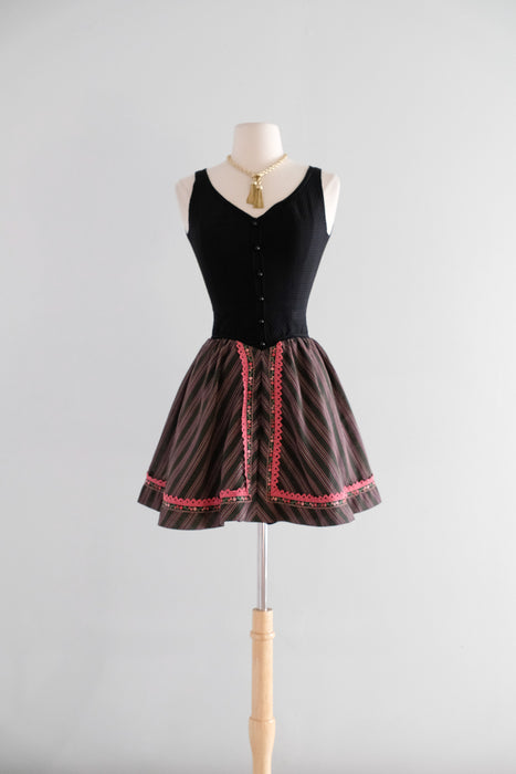 Vintage 1960's Dirndl Style Mini Dress by Charisma / XS