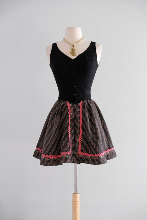 Vintage 1960's Dirndl Style Mini Dress by Charisma / XS