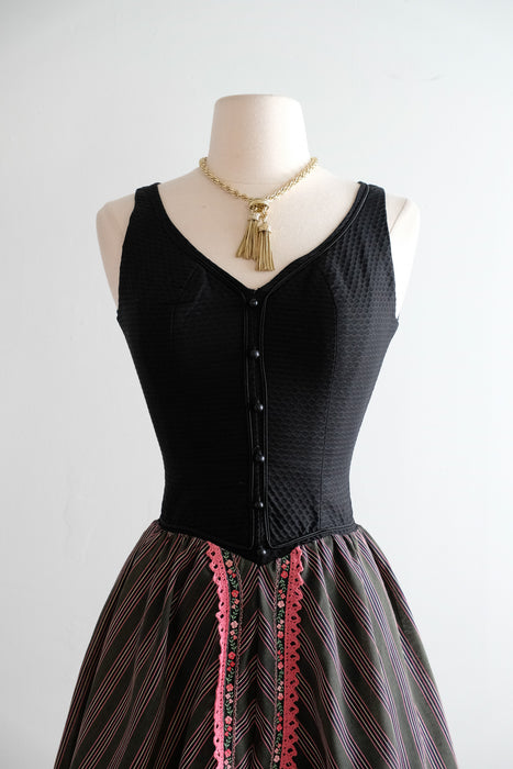 Vintage 1960's Dirndl Style Mini Dress by Charisma / XS