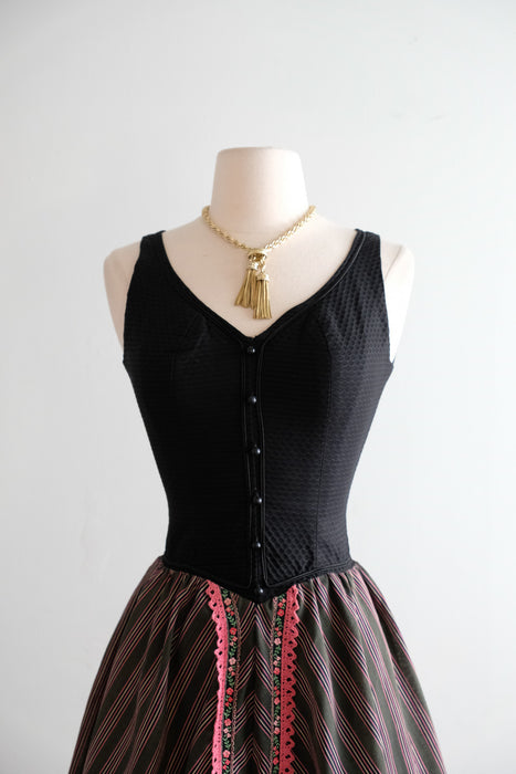 Vintage 1960's Dirndl Style Mini Dress by Charisma / XS