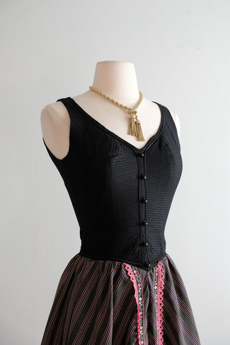 Vintage 1960's Dirndl Style Mini Dress by Charisma / XS