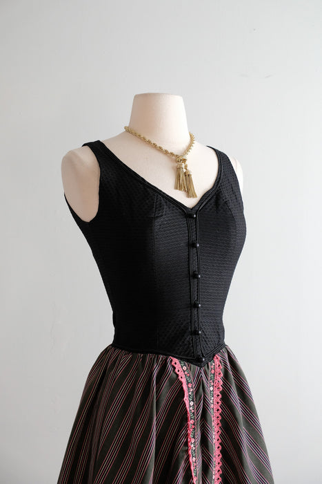 Vintage 1960's Dirndl Style Mini Dress by Charisma / XS