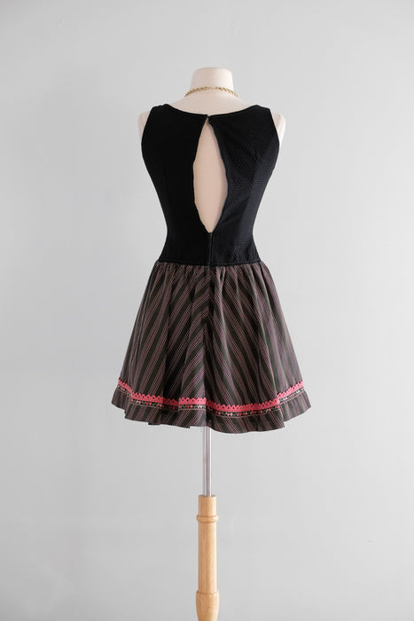 Vintage 1960's Dirndl Style Mini Dress by Charisma / XS