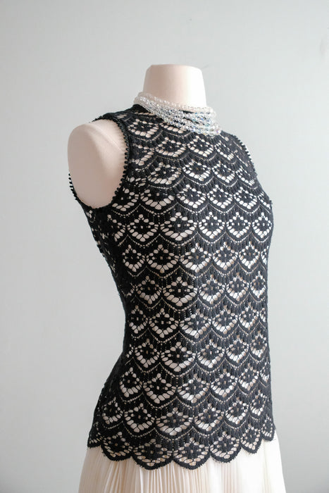 Stunning 1960's Black & White Mod Cocktail Dress / Sz S