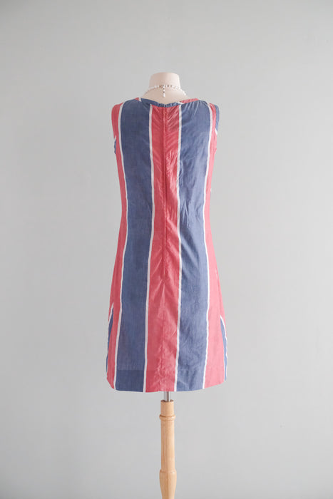 Adorable 1960's Red, White, & Blue Mod Shift Dress / Sz M