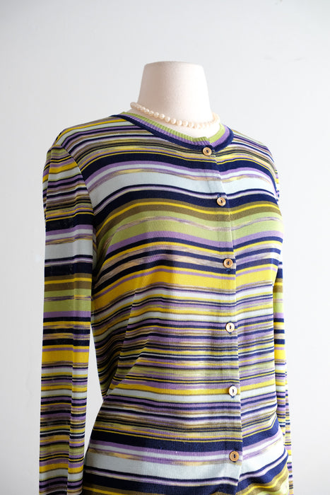 Vintage 1990's Striped Knit Cardigan Sweater by Missoni / M