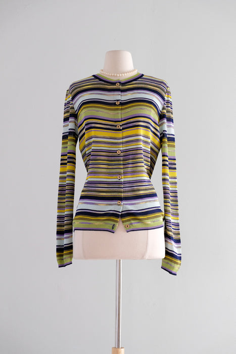 Vintage 1990's Striped Knit Cardigan Sweater by Missoni / M