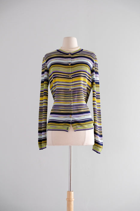 Vintage 1990's Striped Knit Cardigan Sweater by Missoni / M