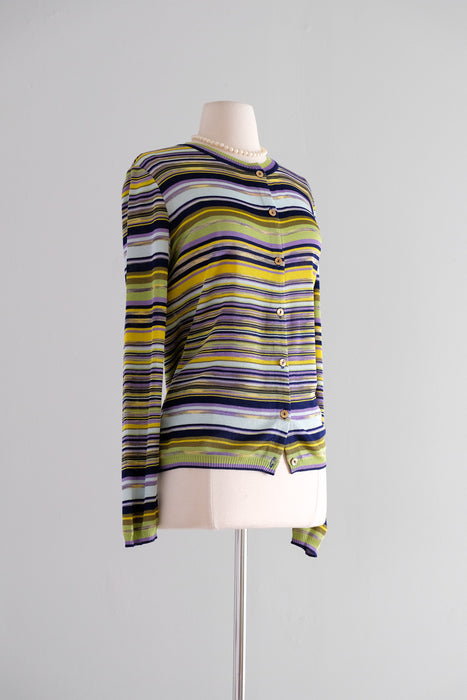 Vintage 1990's Striped Knit Cardigan Sweater by Missoni / M