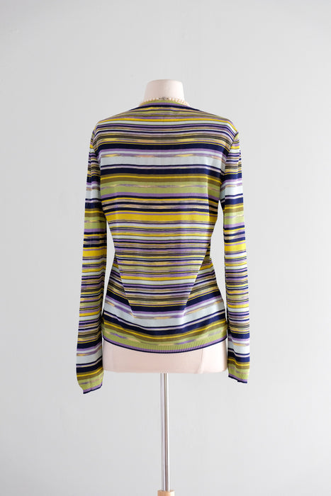 Vintage 1990's Striped Knit Cardigan Sweater by Missoni / M