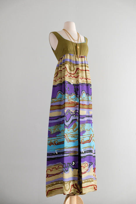 Vintage 1960's Desert Nights Mirage Linen Jumpsuit / M