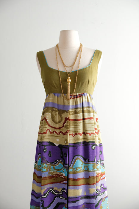 Vintage 1960's Desert Nights Mirage Linen Jumpsuit / M