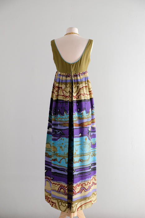 Vintage 1960's Desert Nights Mirage Linen Jumpsuit / M