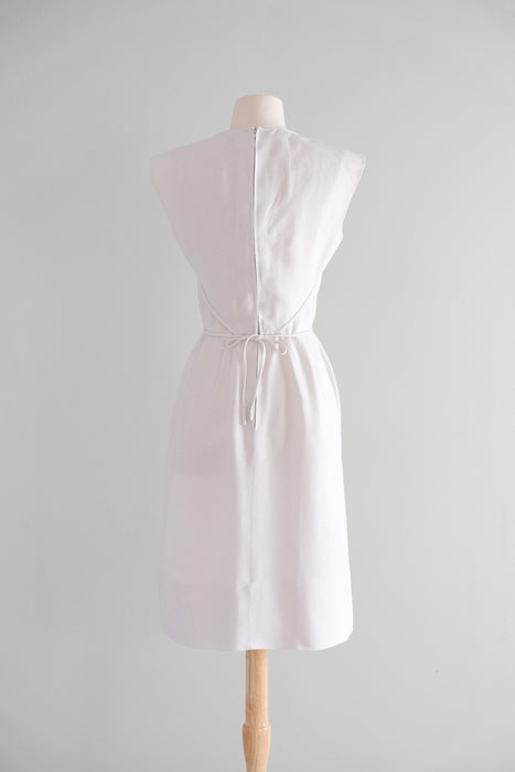 Darling 1950’s Ivory Linen Dress by Pat Premo/ Sz S