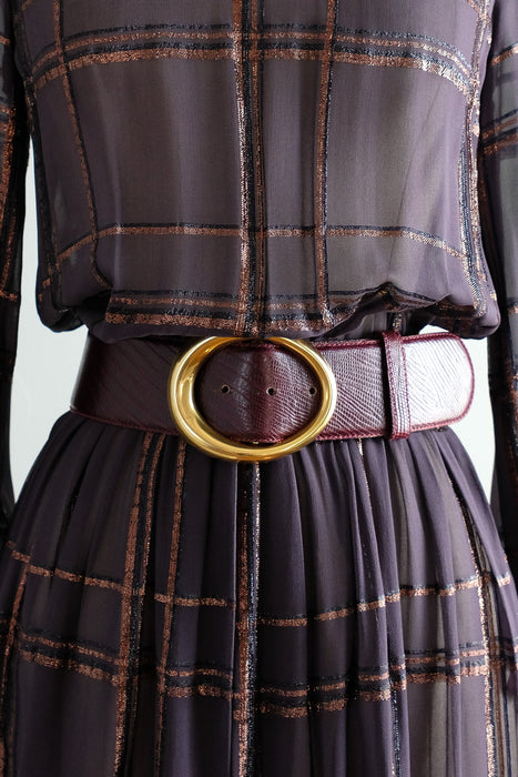 Vintage 1980's Plum Leather Statement Belt by Donna Karan / M