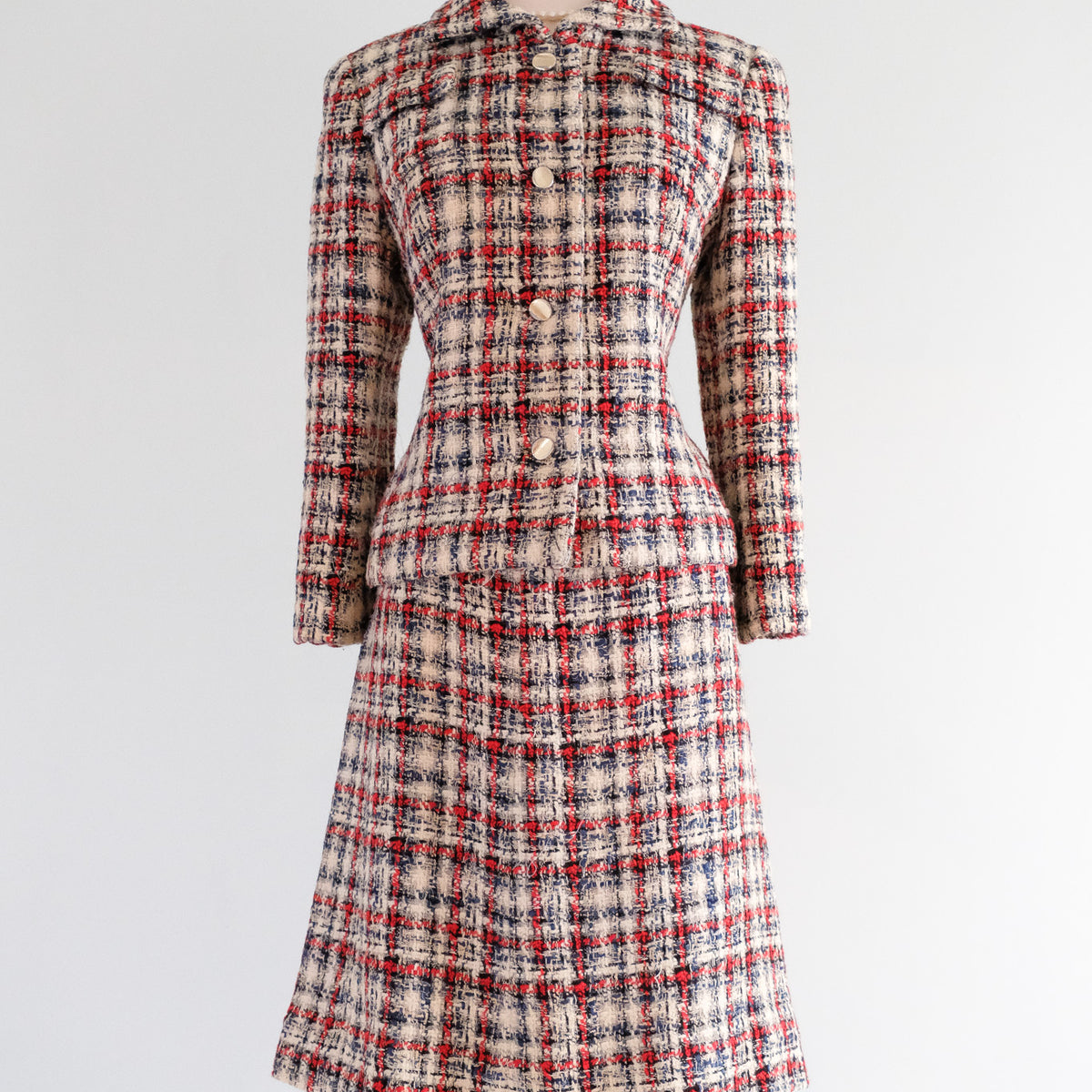 Vintage 1960's Chanel Inspired Linton Tweed Suit Set by Davidow