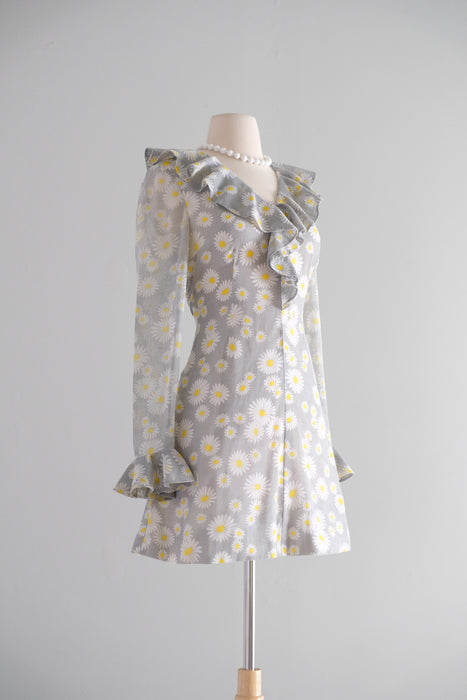 Vintage 1960's Daisy Mod  Mini Dress with Ruffles / SM