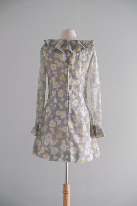 Vintage 1960's Daisy Mod  Mini Dress with Ruffles / SM