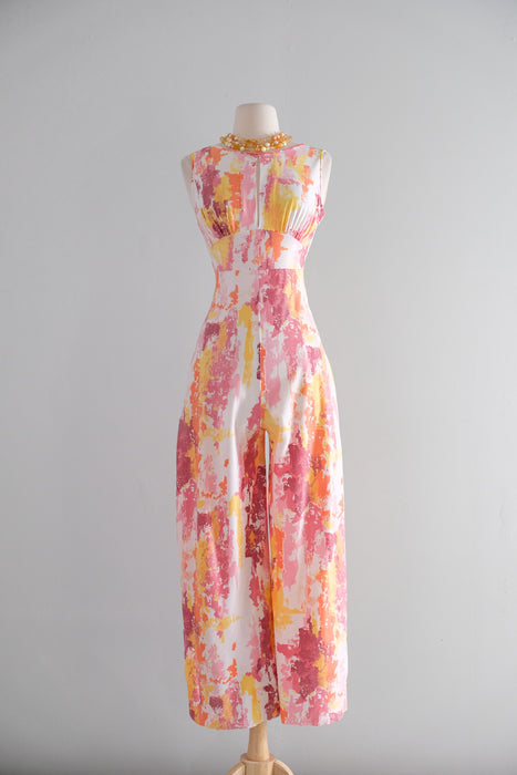 Vintage Late 1960's Grapefruit Paint Splatter Lounge Suit by Fashion Wagon / Petite S
