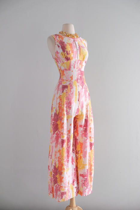 Vintage Late 1960's Grapefruit Paint Splatter Lounge Suit by Fashion Wagon / Petite S