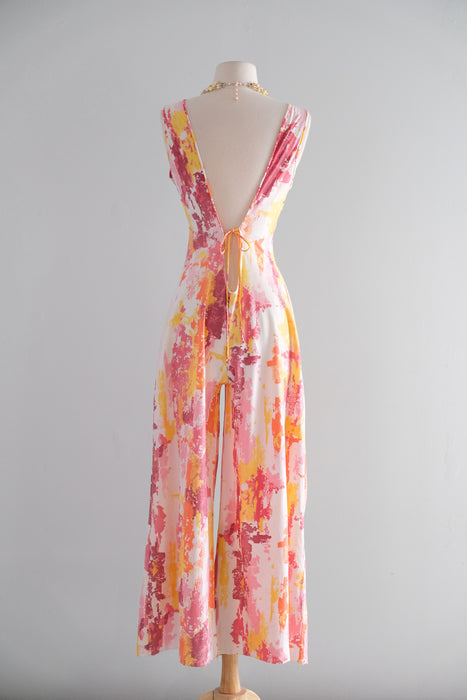 Vintage Late 1960's Grapefruit Paint Splatter Lounge Suit by Fashion Wagon / Petite S