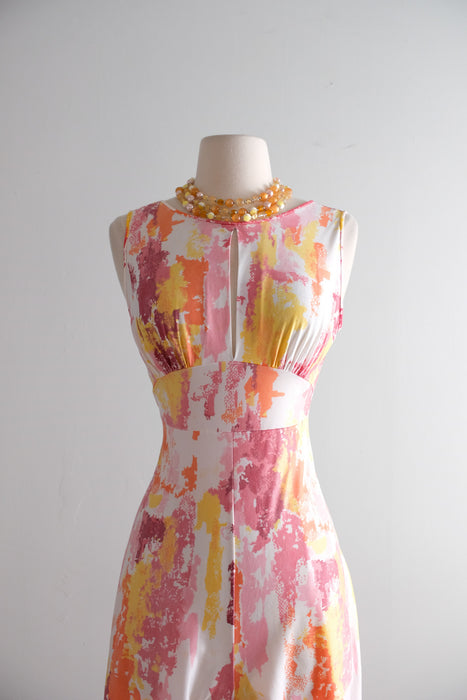 Vintage Late 1960's Grapefruit Paint Splatter Lounge Suit by Fashion Wagon / Petite S