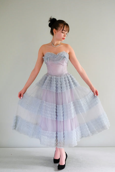 Darling 1950's Hydrangea Haze Party Dress / Sz XS