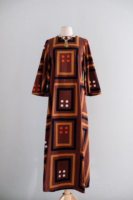 Vintage 1970's Marimekko Inspired Kaftan by Vanessa Made in Finland / ML